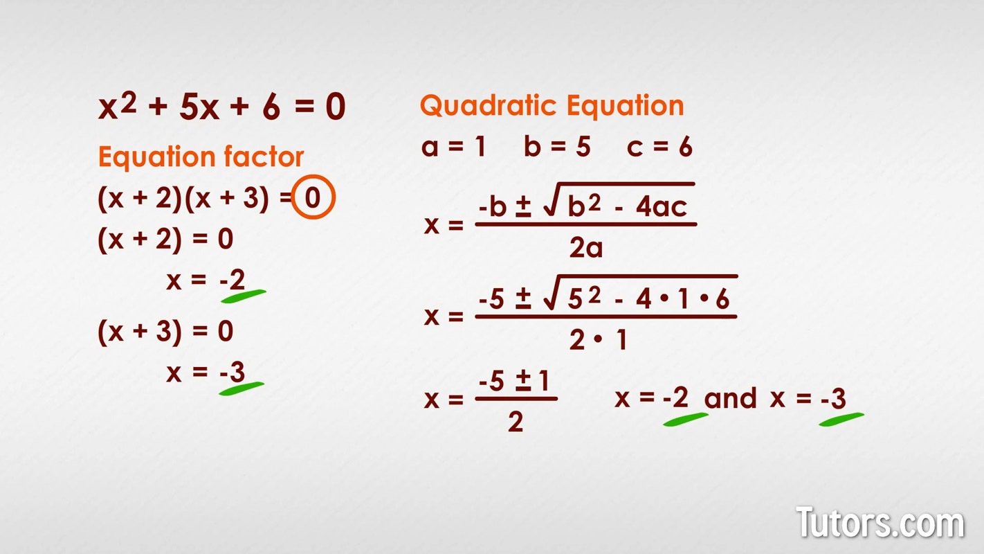 solving quadratic equations by factoring examples with answers